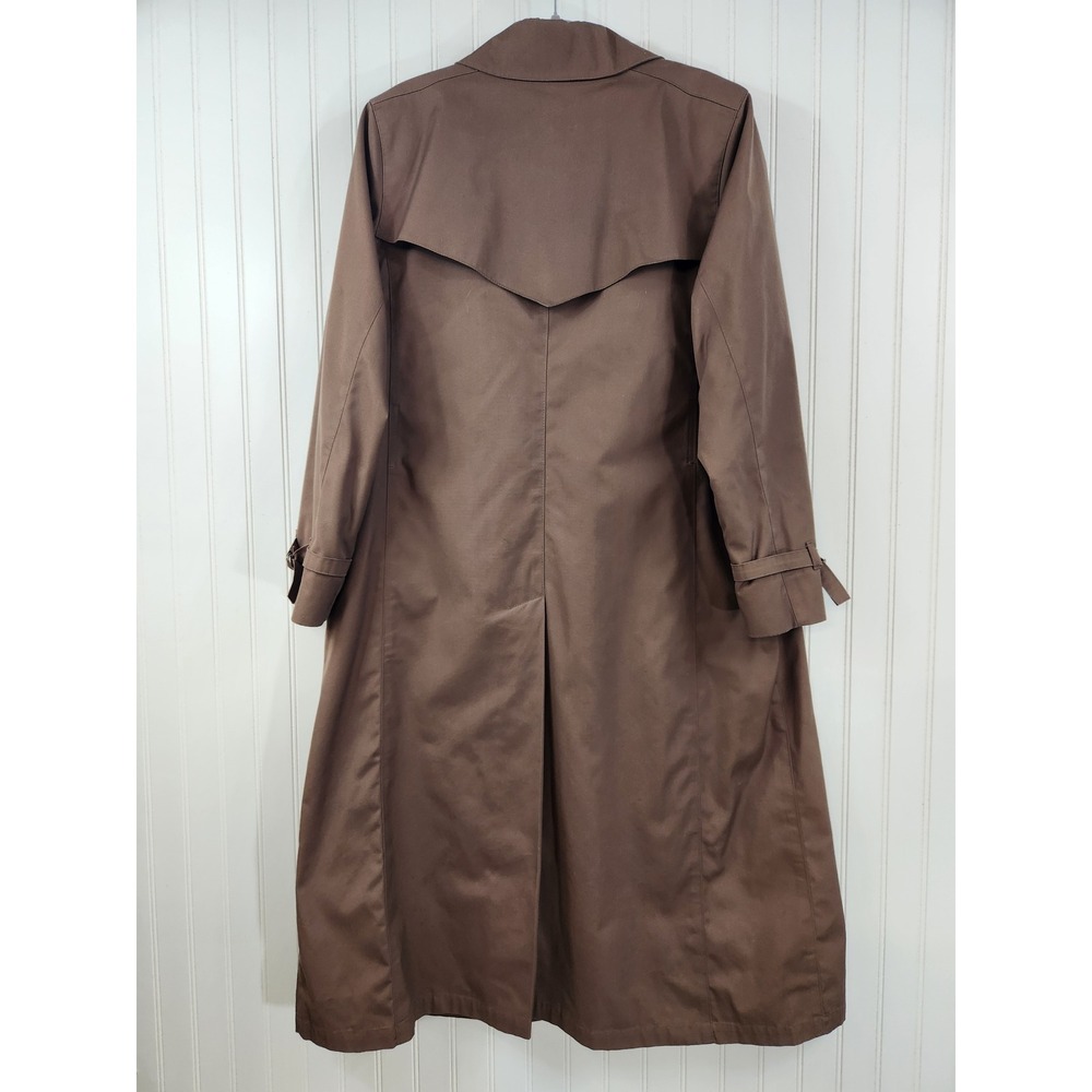 Vintage London Fog Womens Brown Trench Thick Coat Plaid Lined Double Breasted XL - Picture 2 of 11